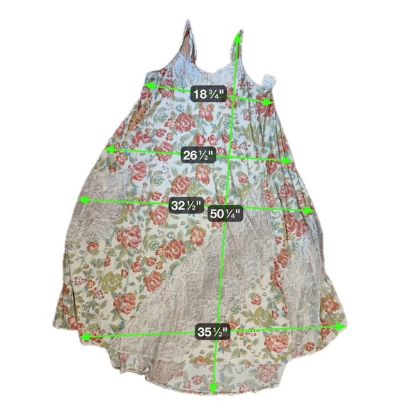 Free People Floral High Low Dress in Pink and Cream - Picture 3 of 16